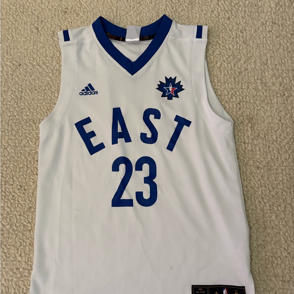 Lebron James All Star Adidas White and Blue Basketball Jersey